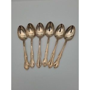 Set of 6 Towle ROSE Oval Soup Spoons 7" Stainless Flatware Korea